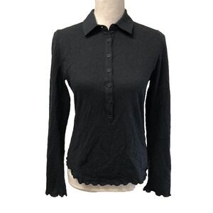 Rag & Bone Jacquard Floral Blouse Top Womens Medium Black Long Sleeve Casual